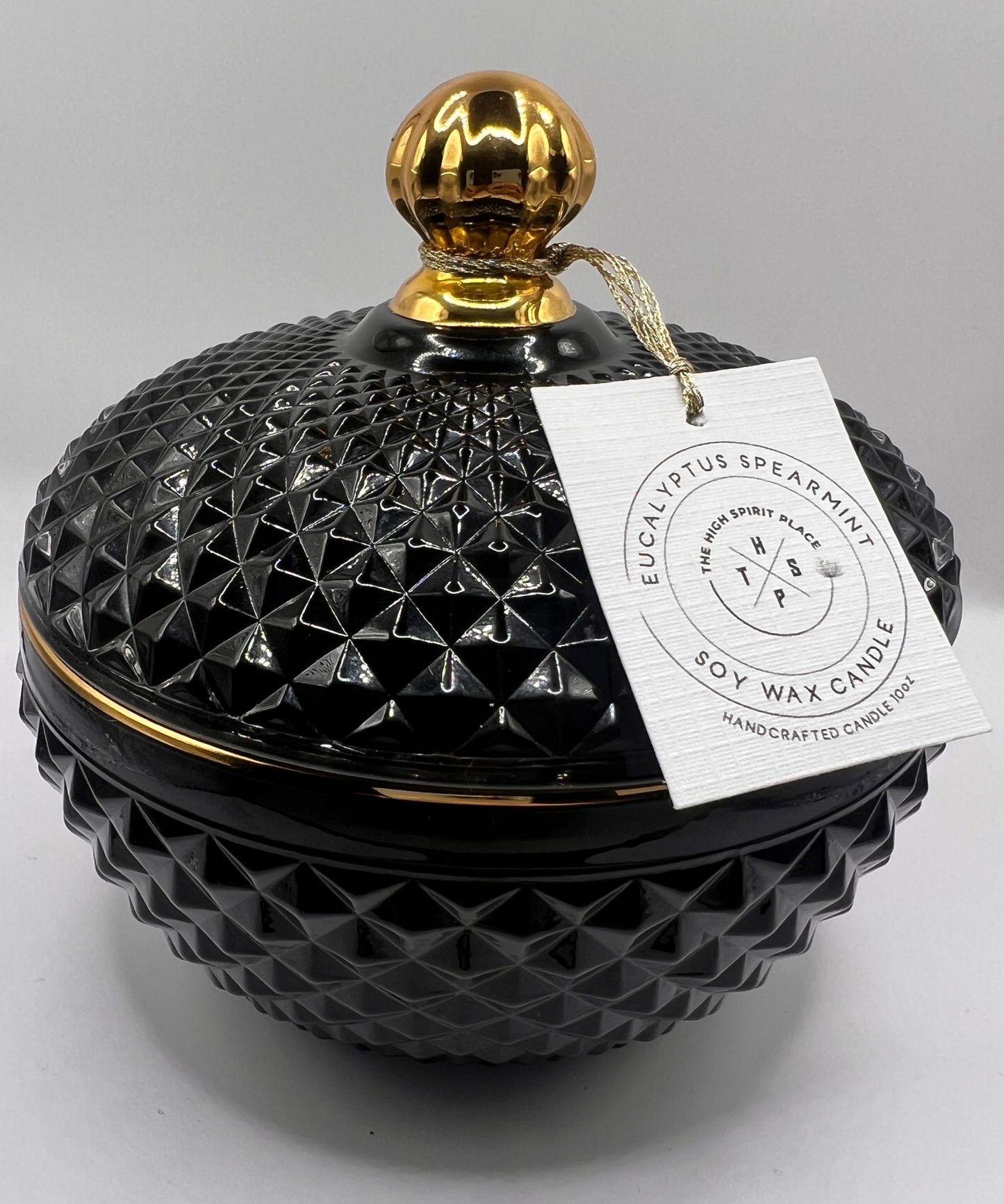 Fancy Black Glass Jar- Soy Wax Candle 10oz