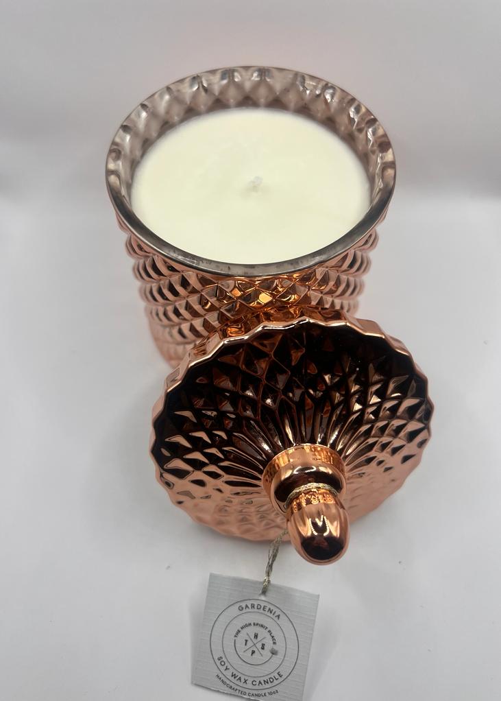 Rose Gold Glass Jar Soy Wax Candle 10oz